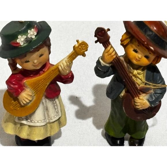 2 vintage Swiss German Dutch Peasant Resin Ornaments Figurine Christmas collect - Picture 9 of 9